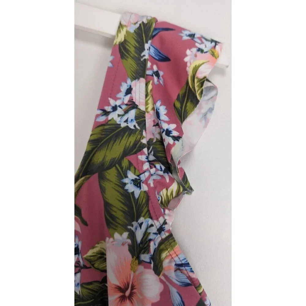 Beach Betty Swimsuit Rose Pink Floral One Piece Women's Size XL -NEW